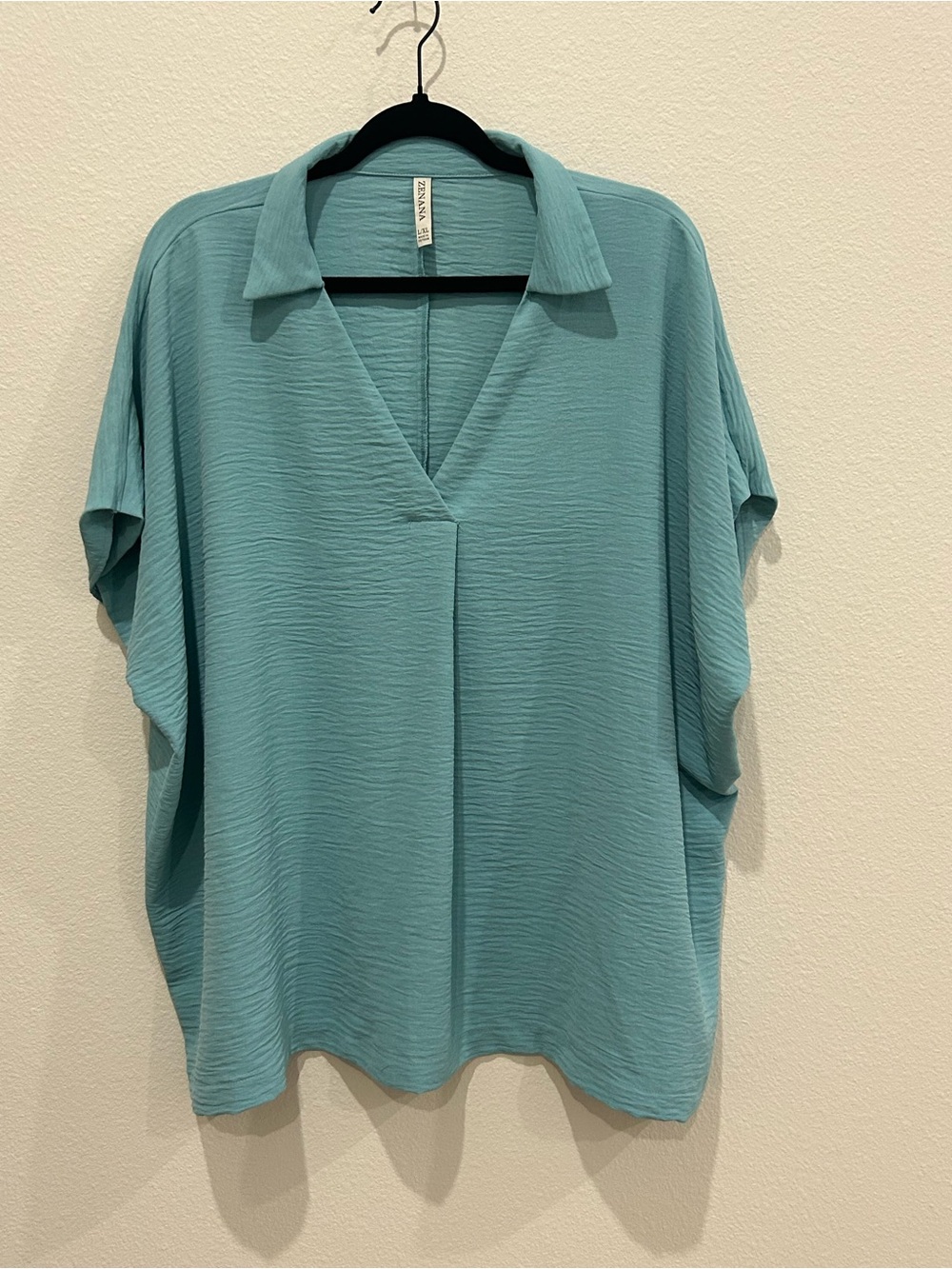Zenana Outfitters Relaxed V-Neck Tunic in Seafoam